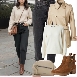 90tá léta Outfit s Černá/Světle šedá/Šedá/Tmavě šedá Kalhoty s dírou/Skinny Kalhoty/Boyfriend Kalhoty/Kalhoty s Vysokým Pasem/Kalhoty se Štěrbinou/Jeggings/Rovná Kalhoty/Džínové Legíny levi's ® "Podzimní Outfity"Look: Styl, Mom, 90tá léta, Cool, Old Money