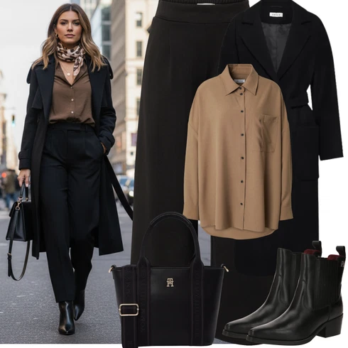 Kombinace Černá/Hnědá/Béžová Palazzo Kalhoty/Culotte Kalhoty/Široká Kalhoty/Mušelínové kalhoty/Marlene Kalhoty/Kalhoty se Štěrbinou/Tradiční Kalhoty Ichi