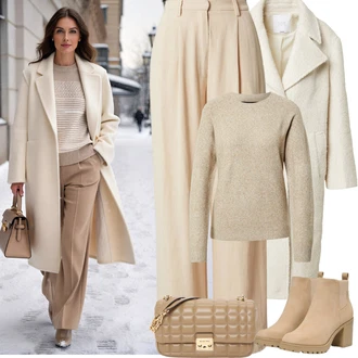 Klasické Koncert Outfit s Béžová/Bílá/Khaki/Hnědá/Krémová rÆre by lorena rae "Podzimní Outfity"Look: Klasické, Splývavé, Univerzitní, Francouzské, Pro Dům, Nadrozměrné, Bar, Koncert, Škola, Matriční Úřad, Den na pláži, Den matek, Chatky, 60. narozeniny, Narozeniny