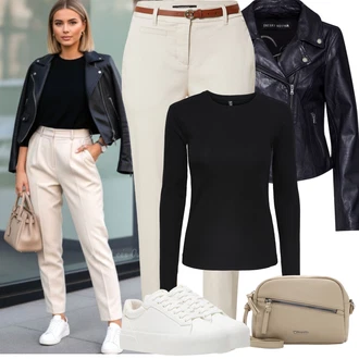 Posilování Outfit s Černá Pletené tričko/Roláková Košile Pieces "Podzimní Outfity"Look: Posilování, Volejbal