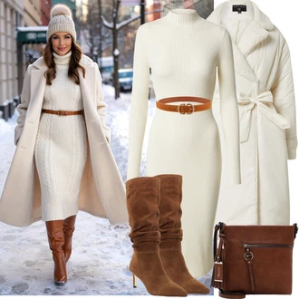 Viskóza Outfit s Bílá/Béžová/Khaki/Krémová Edited "Podzimní Outfity"