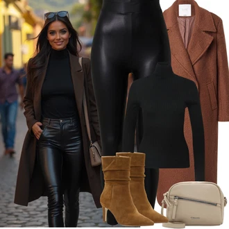 Výstřih na zádech Outfit s Černá/Hnědá/Červená Svetr z Jemné Pleteniny/Kašmírový Svetr/Rolák/Svetr s límečkem Only "Podzimní Outfity"