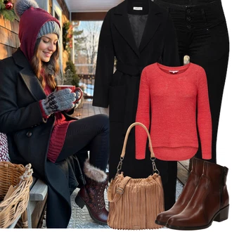 Outfit s Černá Kožená bunda/Džíny s Nízkým Sedem/Džíny s Rozparkem/Motorkářské Džíny/Push up Džín/Termální Džíny/Slim Fit Džíny/Dámské Džíny s Délkou 7/8/Kožené Boty/Sweat Džíny SALSA JEANS "Podzimní Outfity"