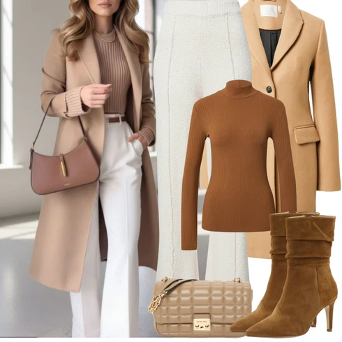 Kombinace Bílá/Khaki/Krémová/Béžová Kalhoty Bootcut/Kalhoty s Vysokým Pasem/Tvídová Kalhoty/Zvonová Kalhoty/Mušelínové kalhoty/Kalhoty s nášivkou uprostřed/Rozšířená Kalhoty/Marlene Kalhoty/Kalhoty se Štěrbinou florence by mills exclusive for about you