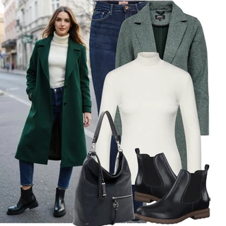 Klasické Koncert Outfit s Zelená/Tmavě zelená Vlněný Kabát/Tweedový Kabát/Lodenový kabát/Kabát Bouclé/Pletený Kabát/Vlněný kabát Only "Módní zimní outfit"Look: Klasické, Business, Elegantní, Kancelář, Chytrý příležitostný, Univerzitní, Koncert, Chatky, Škola, Zvláštní příležitosti, 40. narozeniny