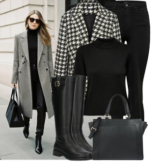 Outfit s Černá/Tmavě zelená Páska s Kapsou/Pouzdro/Náhrdelník Collier About You "Nápadný look na zimu"