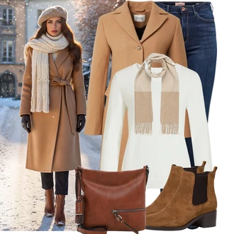 Outfity na zimu Midi s Bílá/Krémová Basic Svetr/Svetr Carmen/Kašmírový Svetr/Svetr z Jemné Pleteniny/Kašmírový Svetr/Svetr s Kulatým Výstřihem/Jednoduchý Svetr/Termo Svetr/Vlněný Svetr Vila "Nápadný look na zimu"