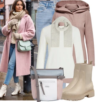 Outfity na zimu 80tá léta s Šedá Kruhový Šál/Šál About You "Perfektní na zimu"Look: 20 léta, 70tá léta, Klasické, Cool, Old Money, Nadrozměrné, Skromné, Traditional, Retro, 80tá léta