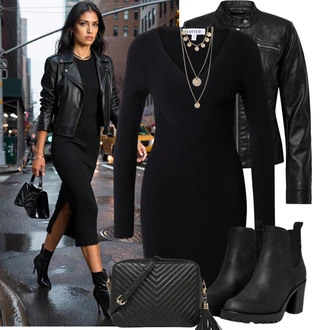 Outfity s kotníkovými botami s Černá/Červená Motorkářské Bund/Kožené Bund/Motorkářská bunda/Bunda z Umělé Kůže Only "Perfektní na zimu"