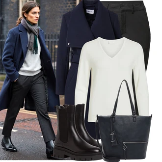 Outfit s Hnědá/Černá/Tmavě Hnědá/Fialová Kozačka Chelsea Boty Tamaris "Perfektní na zimu"