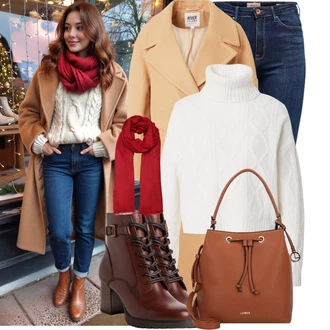 Outfity na zimu 80tá léta s Červená/Tmavě červená Šál noolur "Perfektní na zimu"Look: Italský, Traditional, Retro, 80tá léta