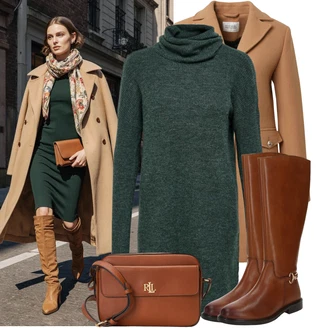 Svatební host Outfit s Zelená/Tmavě zelená/Tyrkysový Pletené Šaty/Zimní Pletené Šaty/Svetrové Šaty/Šaty S Rolákem Only "Perfektní na zimu"