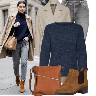 Outfit s Hnědá/Khaki/Béžová/Šedá VERO MODA "Perfektní na zimu"