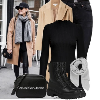 Klasické Koncert Outfit s Béžová/Hnědá/Khaki Vlněný kabát/Oversize Kabát/Vintage Kabát/Dlouhý kabát/Dlouhý Kabát/Kašmírový Kabát/Vlněný Kabát/Midi Kabát Topshop, Černá/Zelená/Modrá/Fialová/Hnědá/Červená Pánská taška/Klasická Taška Přes Rameno/Malá Taška/Sportovní Taška Přes Rameno/Taška Calvin Klein, Šedá/Světle šedá Šál/Kruhový Šál About You "Perfektní na zimu"Look: Klasické, Business, Elegantní, Francouzské, Moderní, Kancelář, Old Money, Příliš oblečený, Nadrozměrné, Chytrý příležitostný, Univerzitní, Bar, Matriční Úřad, Koncert, Den matek, Škola, Zvláštní příležitosti, Valentýn, Premium, Retro, Disko, Malle, Chatky, Pro Dům, Skromné, Traditional, 80tá léta, Nový Rok