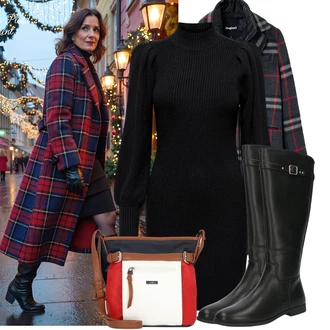 Výstřih kolem krku Outfit s Černá Svetrové Šaty/Zimní Pletené Šaty/Šaty S Rolákem/Pletené Šaty Only "Perfektní na zimu"