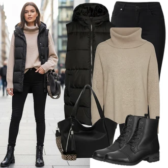 Klasické Koncert Outfit s Černá Džíny s Nízkým Sedem/Slim Fit Džíny/Kožená bunda/Push up Džín/Motorkářské Džíny/Termální Džíny/Kožené Boty/Džín s Nízkým Pasem VERO MODA "Podzimní vzhled"Look: Styl, Klasické, Cool, Elegantní, Old Money, Bezešvé, Skromné, Bar, Koncert, 18. narozeniny