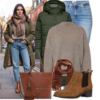 Dlouhé Outfit s Světle modrá/Modrá Kožená bunda/Kožená Pánská Bund/Navlékací džíny/Kotníková Bota/Kožené Boty/Džíny s Dírou/Džín s Nízkým Pasem/Džíny s Nízkým Sedem/Džíny s Rozparkem/Push up Džín Tommy Jeans "Pohodlné zimní outfity"