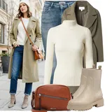 Béžové Gumové Kotníkové Boty Outfity image