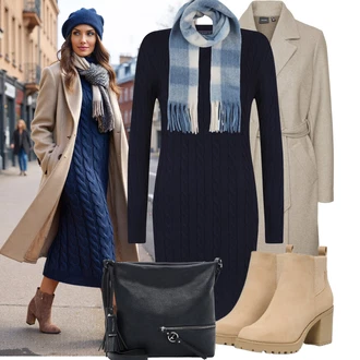 Outfit s Hnědá/Khaki/Béžová/Šedá VERO MODA "Pohodlné zimní outfity"