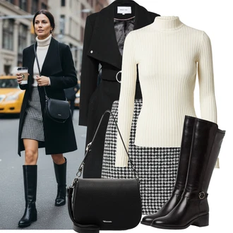 Šik Od 60 let Outfit s Černá Nezařazené About You "Pohodlné zimní outfity"Look: Klasické, Cool, Šik, Francouzské, Elegantní, Moderní, Business