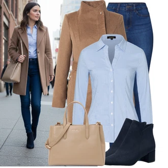 90tá léta Outfit s Modrá/Světle modrá/Tmavě modrá Džínové Legíny/Jeggings Noisy may "Pohodlné zimní outfity"Look: 90tá léta, Cool, Krásný, Old Money, Bezešvé, Skromné