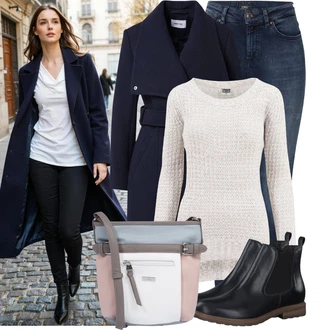 Dlouhé Outfit s Modrá/Tmavě modrá Kožená bunda/High Waist Džínové Kalhoty/Zimní bunda/Džíny s Rozparkem/Kožené Boty/Kožená Pánská Bund/Navlékací džíny/Termální Džíny/Push up Džín Only "Pohodlné zimní outfity"