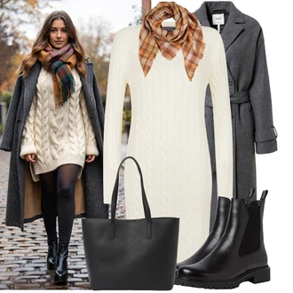 Karneval Outfit s Žlutá/Hnědá/Oranžová Šátek/Šál CODELLO "Pohodlné zimní outfity"Look: Den na pláži, Karneval, Chatky, Festival, Škola, Nový Rok