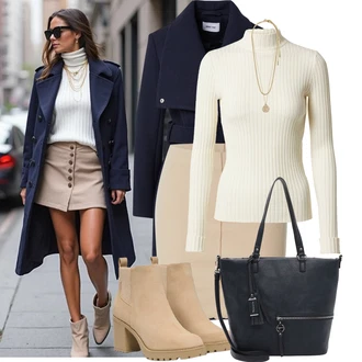 Outfit s Béžová/Zlatý/Žlutá Náhrdelník Jemný Řetízek/Bohatě zdobený Náhrdelník/Collier/Statement Náhrdelník Pilgrim "Pohodlné zimní outfity"