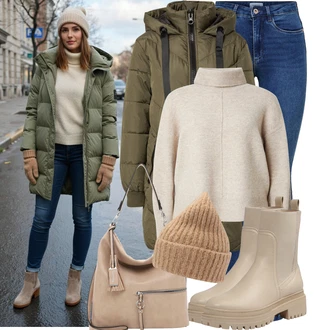 Krásný Outfit s Modrá/Tmavě modrá/Světle modrá Džínové Legíny/Jeggings/Skinny Kalhoty Only "Pohodlné zimní outfity"Look: Styl, Klasické, Cool, Moderní, Krásný, Bezešvé, Skromné