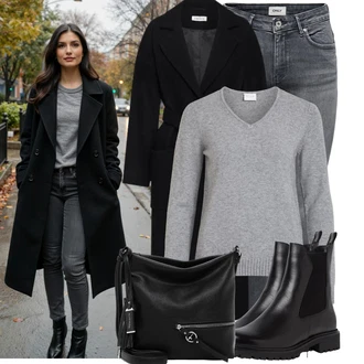 Dlouhé Outfit s Šedá/Světle šedá/Tmavě šedá Kožená bunda/Zimní bunda/Kotníková Bota/Džíny s Nízkým Sedem/Kožené Boty/Kožená Pánská Bund/Slim Fit Džíny/Termální Džíny/Motorkářské Džíny/Push up Džín/Džíny s Rozparkem Only "Pohodlné zimní outfity"