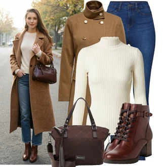 Krásný Outfit s Modrá/Světle modrá/Tmavě modrá Džínové Legíny/Jeggings Noisy may "Stylový zimní outfity"Look: 90tá léta, Cool, Krásný, Old Money, Bezešvé, Skromné