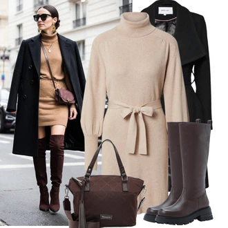 Výstřih na zádech Outfit s Béžová Nezařazené Edited "Stylový zimní outfity"