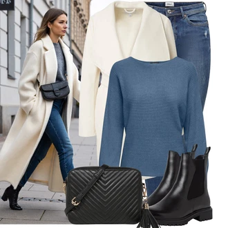 Outfity pro baculky Šik s Černá/Hnědá/Bílá Ledvinka/Klasická Taška Přes Rameno/Malá Taška/Taška na telefon/Brašna/Sportovní Taška Přes Rameno About You "Stylový zimní outfity"Look: Rad, 20 léta, Šik, Elegantní, Cool, Disko, Old Money