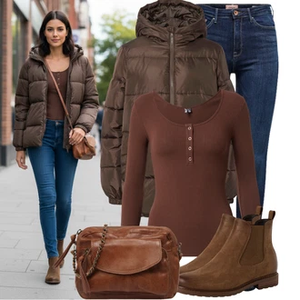 Outfity z džínu Vysoký Pas s Tmavě modrá/Modrá Kožená bunda/Zimní bunda/Kožená Pánská Bund/High Waist Džínové Kalhoty/Kožené Boty/Džíny s Rozparkem/Push up Džín/Termální Džíny Only "Stylový zimní outfity"