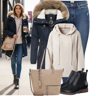 Horolezectví Outfit s Tmavě modrá/Modrá Zimní Parka/Parka Přechodová Bund/Zimní Bund Ragwear "Stylový zimní outfity"Look: Horolezectví, Turistika, Trekking