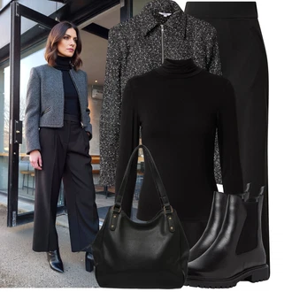 Outfity na podzim Móda pro plnoštíhlé s Černá/Hnědá JdY "Stylový zimní outfity"