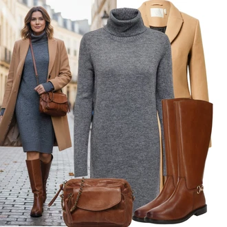 Outfit s Hnědá/Oranžová Pánská taška/Dopisová peněženka/Brašna/Taška/Sportovní Taška Přes Rameno/Klasická Taška Přes Rameno/Taška Přes Rameno Pieces "Stylový zimní outfity"