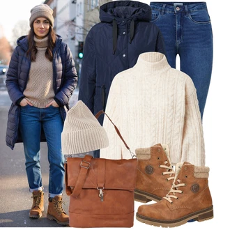 Krásný Outfit s Modrá/Tmavě modrá/Světle modrá Džínové Legíny/Jeggings/Skinny Kalhoty Only "Zimní Outfity"Look: Styl, Klasické, Cool, Moderní, Krásný, Bezešvé, Skromné