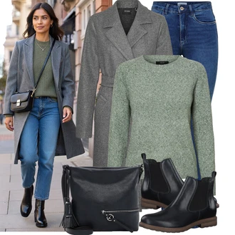 Krásný Outfit s Modrá/Tmavě modrá/Světle modrá Džínové Legíny/Jeggings/Skinny Kalhoty Only "Zimní Outfity"Look: Styl, Klasické, Cool, Moderní, Krásný, Bezešvé, Skromné