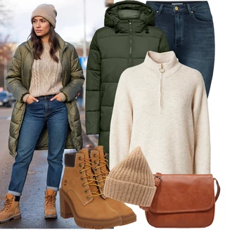 Dlouhé Outfit s Tmavě modrá/Světle modrá/Modrá Kožená bunda/Termální Džíny/Zimní bunda/Kožené Boty/Navlékací džíny/Push up Džín/High Waist Džínové Kalhoty/Motorkářské Džíny Only "Trendový zimní vzhled"