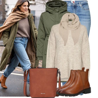 Dlouhé Outfit s Světle modrá/Modrá Kožená bunda/Kožená Pánská Bund/Navlékací džíny/Kotníková Bota/Kožené Boty/Džíny s Dírou/Džín s Nízkým Pasem/Džíny s Nízkým Sedem/Džíny s Rozparkem/Push up Džín Tommy Jeans "Trendový zimní vzhled"