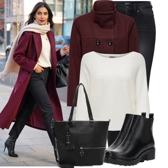 Dlouhé Outfit s Černá/Šedá/Tmavě šedá Kožená bunda/Termální Džíny/Slim Fit Džíny/Zimní bunda/Push up Džín/Motorkářské Džíny/Kožené Boty/High Waist Džínové Kalhoty/Džíny s Rozparkem Only "Trendový zimní vzhled"