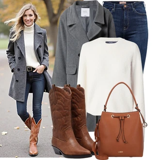 Klasické Koncert Outfit s Šedá/Tmavě šedá/Světle šedá rÆre by lorena rae "Vánoční outfit"Look: Klasické, Univerzitní, Francouzské, Příliš oblečený, Nadrozměrné, Business, Moderní, Kancelář, Pracovní oděvy, Škola, Koncert, Den matek