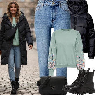 Bar Outfit s Modrá/Světle modrá Zkrácené Džíny/Girlfriend Džíny/Džíny s Rozparkem/Kotníková Bota/Mom Jean/Zužující se Džíny/Kožená Pánská Bund/High Waist Džínové Kalhoty/Zimní bunda Only, Černá Šněrovací Kotníková Bota/Klasická kozačka/Motorkářská bota/Bojová Bota/Šněrovací Kozačka Tamaris "zimní outfit"Look: Bar, Koncert, Škola, Coachella