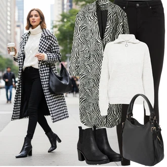 Outfit s Černá Kotníková Bota s Podšívkou/Chelsea Boty/Kožená kotníková bota/Gumová Kotníková Bota/Kožená bunda Only "zimní outfit"