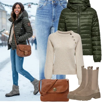 Bar Outfit s Světle modrá/Modrá Džíny s Rozparkem/Džíny s Dírou/Push up Džín/Kožené Boty/Navlékací džíny/Kotníková Bota/Kožená Pánská Bund/Kožená bunda/Zimní bunda/High Waist Džínové Kalhoty VERO MODA, Tmavě zelená/Zelená Prošívaná Bunda/Bunda z umělých vláken/Udržitelná bunda/Otočná Bunda/Podzimní bunda/Bunda s Kapucí/Nafukovací Bund/Letní peřová bunda/Puchová Bund/Sbalitelné Bund/Zimní Bund Only "zimní outfit"Look: Bar, Koncert, 18. narozeniny, Svátek cukru, Festival, Galavečer, Nový Rok, Škola