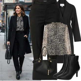 Outfit s Černá Dlouhý kabát/Letní Kabát/Přechodový Kabát/Kašmírový Kabát/Trenčkot/Vlněný kabát/Midi Kabát/Trenčkot/Vlněný Kabát Vila "Zimní Outfity"