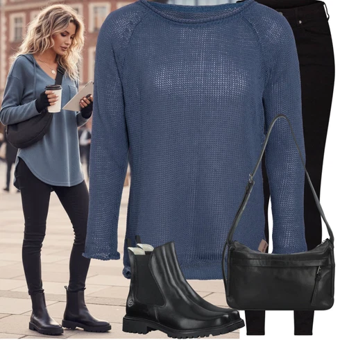 Pullover met rolkraag en korte mouwen in zwart | Your Look... for less