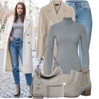 Klasické Koncert Outfit s Hnědá/Béžová/Khaki/Šedá VERO MODA "Zimní outfit pro volný čas"Look: Klasické, Příliš oblečený, Pro Dům, Univerzitní, Elegantní, Old Money, Den matek, Zvláštní příležitosti, Koncert, Nový Rok