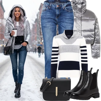 Outfit s Černá Chelsea Boty/Kožená bunda Tamaris "Zimní outfity"